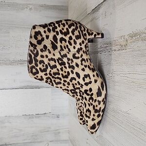 Sam Edelman tan brown leopard print cow hair kitten heels booties Size 6